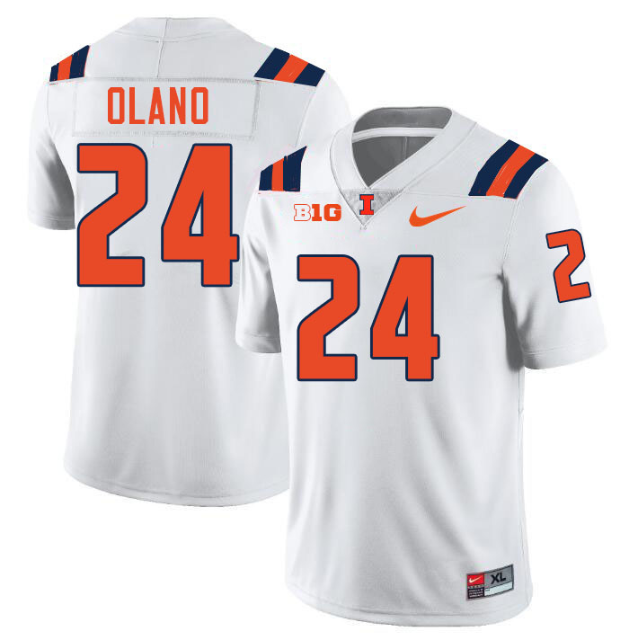 #24 David Olano Illinois Fighting Illini Football Jersey,Uniforms-White